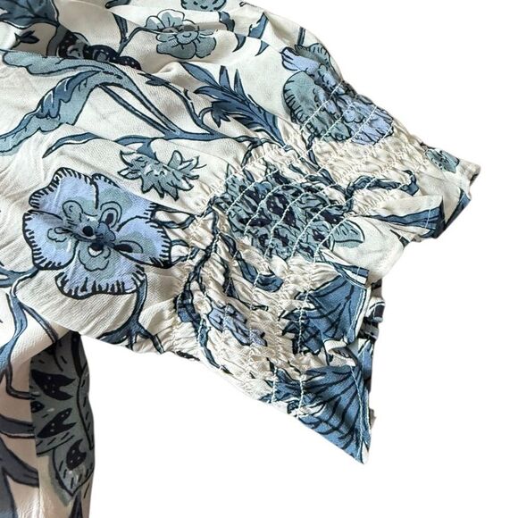 Spartina 449 Isadora Blouse Hamilton Floral Block Cream Blue XL - Picture 4 of 7